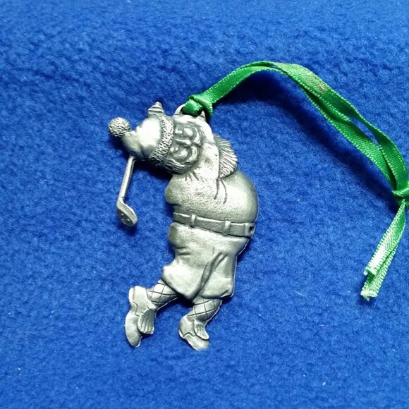 Vintage EBJ Pewter Santa Playing Golf Ornament Gift for Golfer Pre-Owned No Box - Picture 10 of 10